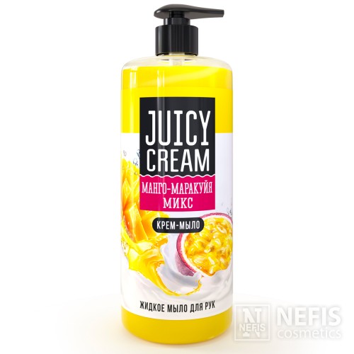 Жидкое крем-мыло Juicy Cream Манго-Маракуйя микс с дозатором, 1000 гр