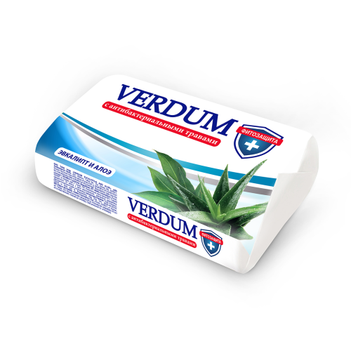 Туалетное мыло Verdum Эвкалипт и алоэ вера с антибактериальными травами, 90 гр