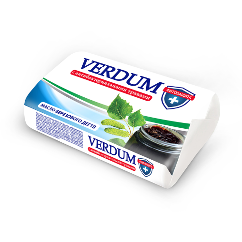 Туалетное мыло Verdum Масло березового дегтя с антибактериальными травами, 90 гр